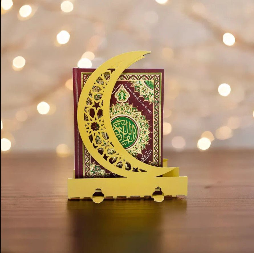 ELEGANT METAL RAMADAN QURAN/BOOK HOLDER MOON Crescent Metal Napkin Holder - WAMH175 - ALFATA WALL ART