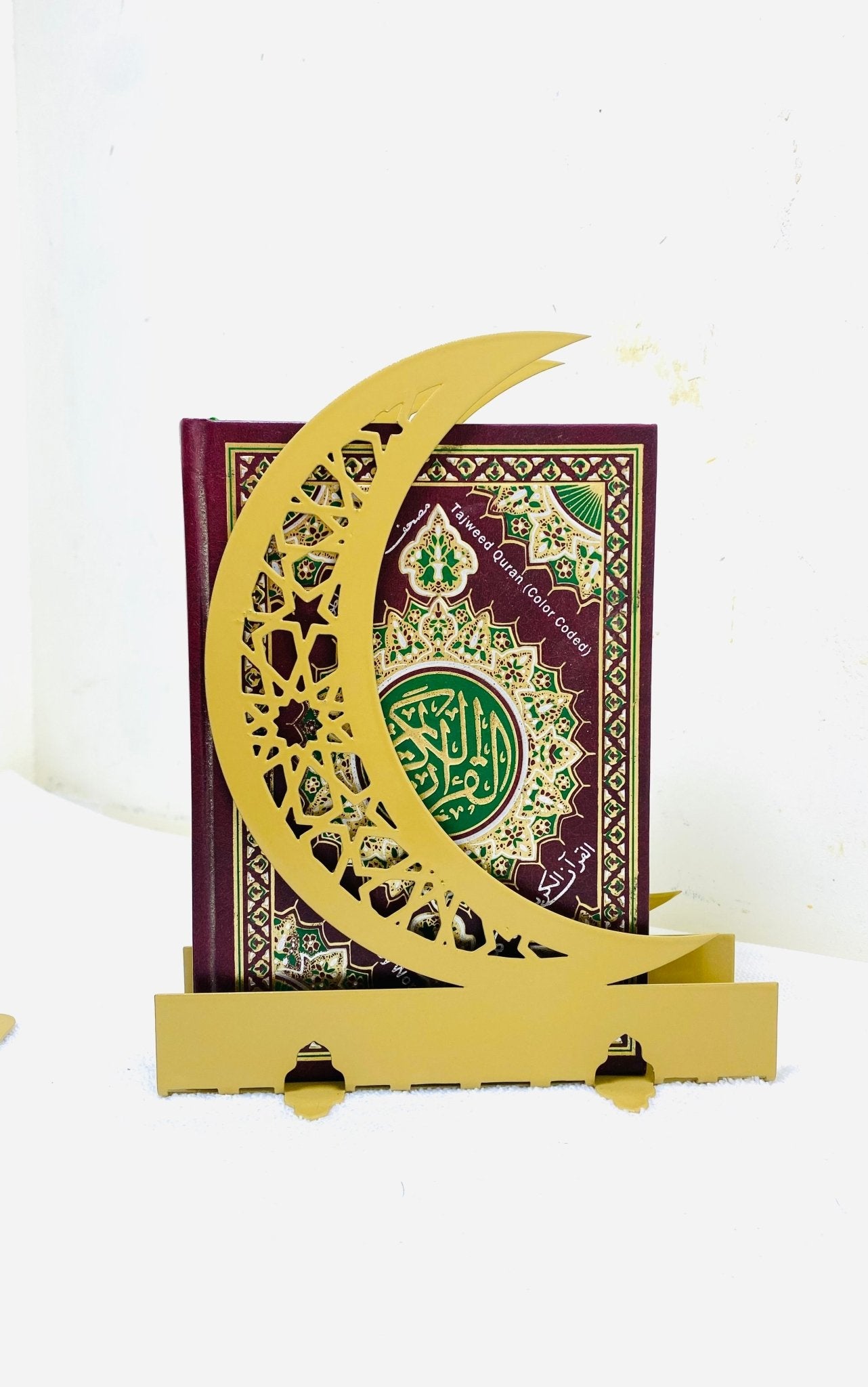 ELEGANT METAL RAMADAN QURAN/BOOK HOLDER MOON Crescent Metal Napkin Holder - WAMH175 - ALFATA WALL ART