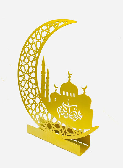 Gold Crescent Moon Ramadan Decoration - ALFATA WALL ART