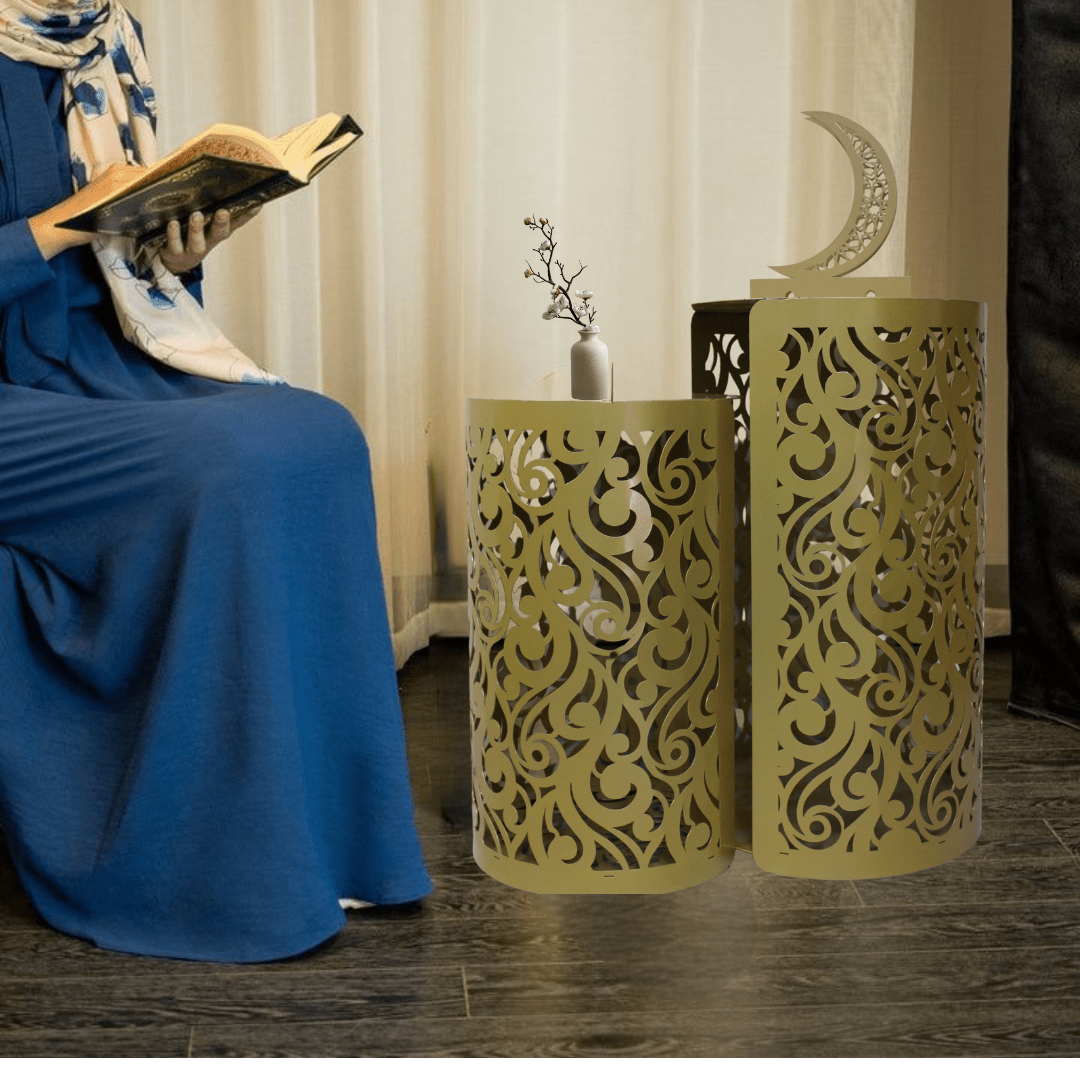 Zultanit Metal Islamic Side Table Set of 2 GOLDEN - WAMZ017 - ALFATA WALL ART